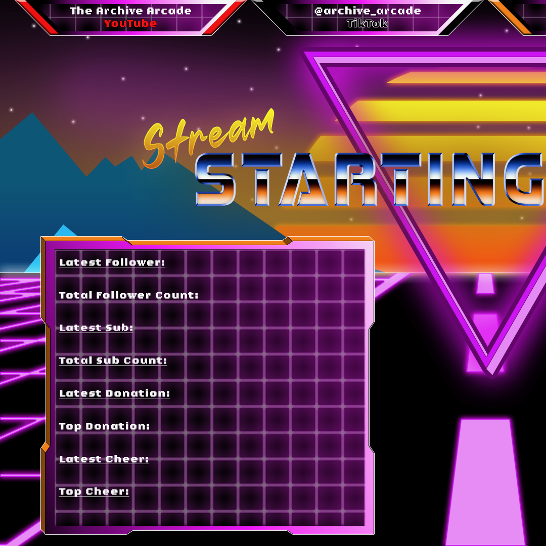 A portion of a Synthwave-themed stream background.